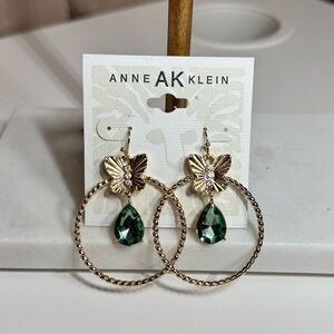 Anne Klein Hoop Butterfly Gem Earrings